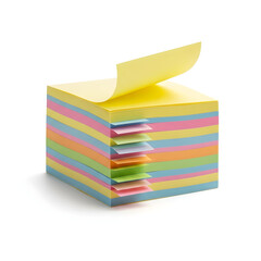 Colorful stack of sticky notes with one peeled off