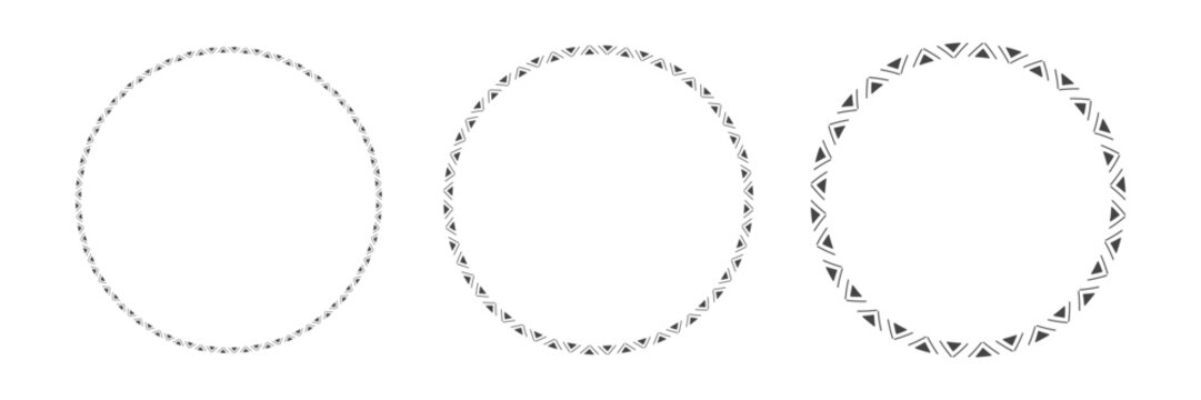 Aztec circle frames. Ethnic motif borders. Tribal ornament. Vector