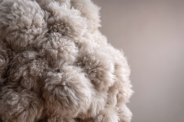 Textured close up of plush fabric with soft furry pom poms for cozy home decor