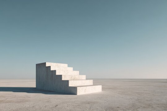 A single standalone step isolated in open space, symbolizing the first move and initiation in business