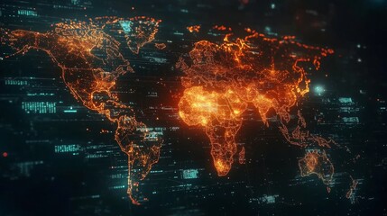 Global connectivity visualization digital world map interactive design futuristic environment aerial view data communication concept