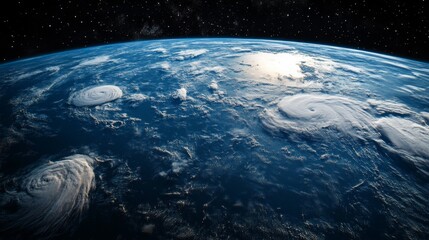 Satellite image of earth from space capturing storm patterns aerial view cosmic perspective nature's power