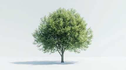 Obraz premium Lush green tree standing solo in a minimalist environment nature scene tranquil location serene viewpoint for relaxation