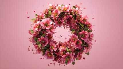 Pink spring flowercore style background with soft floral atmosphere and centered empty copy space