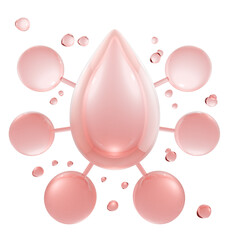 Cosmetic Liquid Bubble, Cosmetic Essence, Essence structure Moisturizer, 3D Rendering.