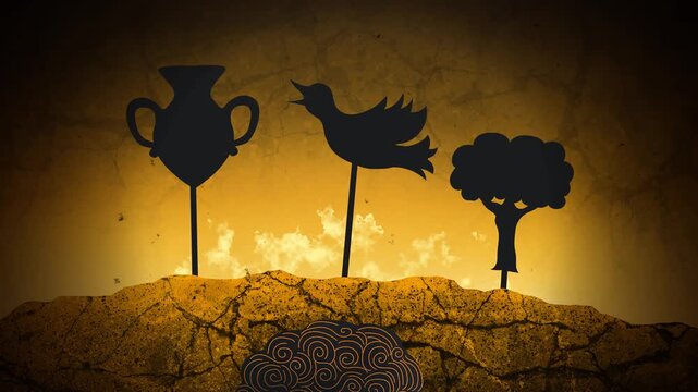 plato cave allegory with shadows and fire