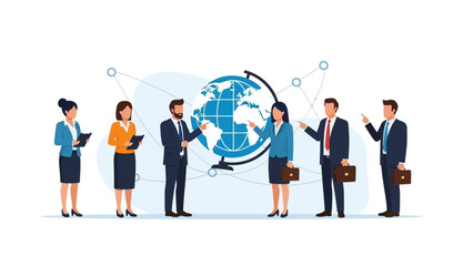 Diverse Business Team Collaborating Around Globe