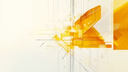 Innovative minimalist yellow tech design on white background digital art contemporary environment creative perspective