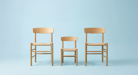 Family Concept with Wooden Chairs in Studio Setting