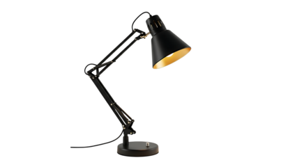 Black Adjustable Desk Lamp with Yellow Interior