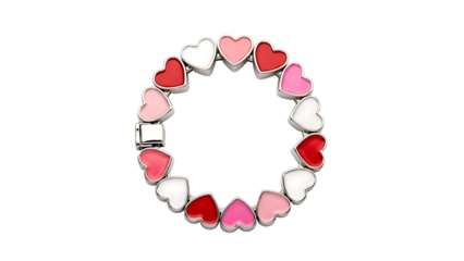 Heart-shaped bracelet with colorful hearts