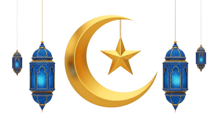 Islamic Symbols and Blue Lanterns