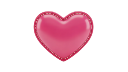 Pink heart shape with red stitching outline