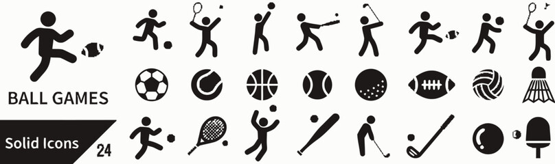 Ball games solid icons for sports and recreation © AniaNoor