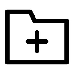 Fototapeta premium Outline Folder Icon with Plus Sign for New File