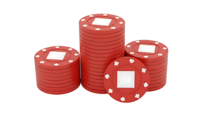 Stacks of Red Poker Chips