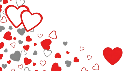Red Hearts on Transparent Grid Background