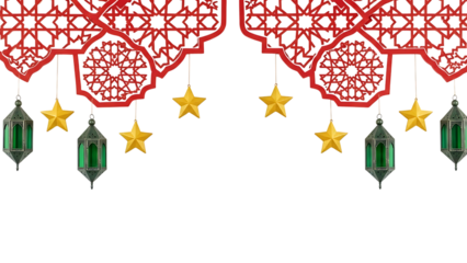 Decorative Pattern with Lanterns and Stars