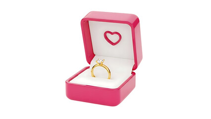 Pink Ring Box with Gold Engagement Ring