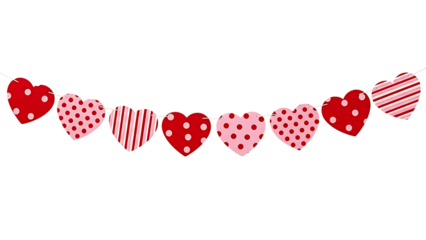 Heart-shaped garland on checkered background