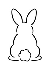 Cartoon bunny illustration with fluffy tail and long ears  