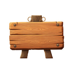 Fototapeta premium Rustic wooden sign mounted on supporting legs with decorative rope accents