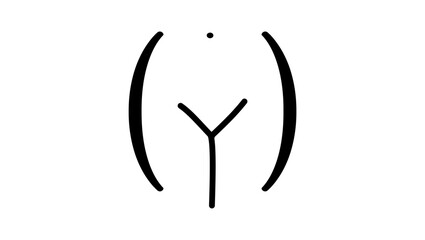 The letter Y symbol in a female figure, black isolated silhouette