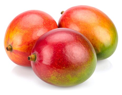 A close-up photo of three mangos