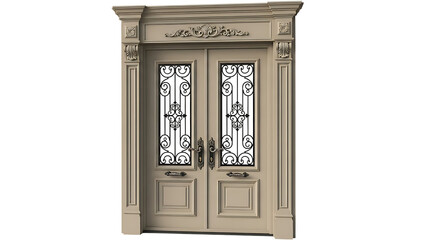 Elegant Double Door with Ornate Ironwork