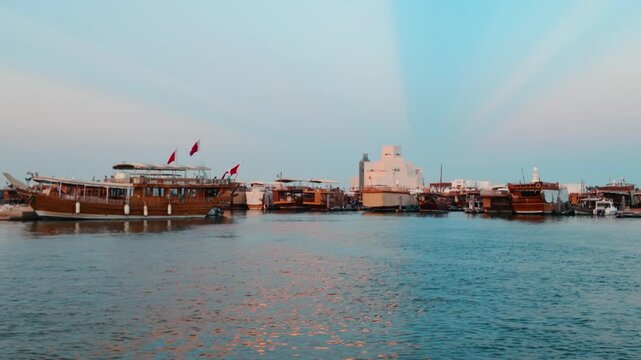 Boat tour with dhow cruise ships in Doha, Qatar