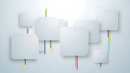 Abstract Infographic Template with Minimalist White Rounded Squares and Colorful Connectors for Business Presentation