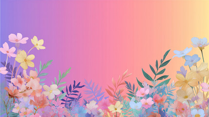 A digital greeting card featuring floral elements at the bottom against a pastel gradient background.