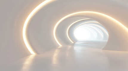Obraz premium White curve extremely simple wind luminous indoor sci-fi space channel