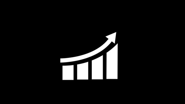 White Bar Graph with Upward Arrow on Black Background chart statistics