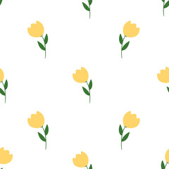  seamless pattern with yellow tulips 
