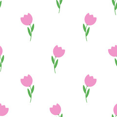 seamless pattern with pink tulips 