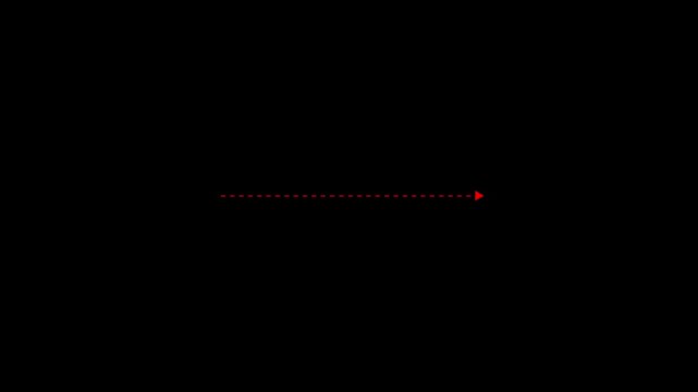 Red dashed arrow pointing to the right on a black background Keywords: arrow, red, dashed, line, right, direction, movement, symbol, graphic, design, digital, technology, abstract, simple, clean