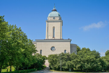 Obraz premium Suomenlinna Kirche, Leuchtturm, Seefestung Insel Suomenlinna, Helsinki, Finnland