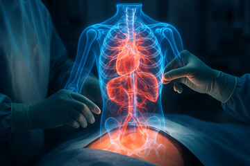 Augmented reality holographic body scan visualization during a clinical surgical procedure for advanced vascular research and medical imaging investment