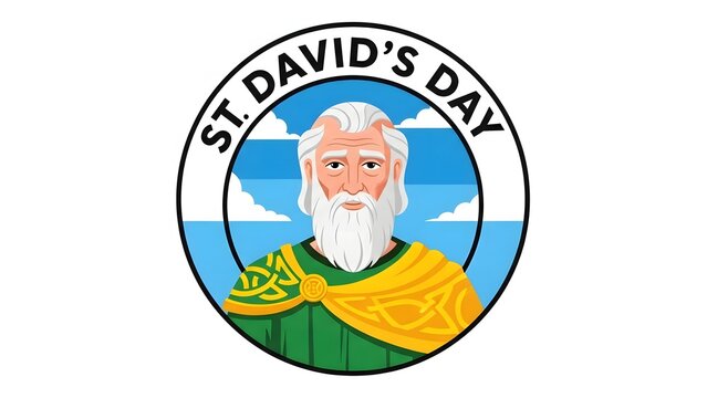 Happy st david's day celebrations with saint david of wales icon