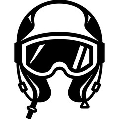 Snowboarder protective helmet front view. Engraving minimalistic vector in black ink drawing on transparent background
