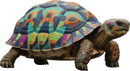 Vibrant Geometric Turtle in Abstract Colors