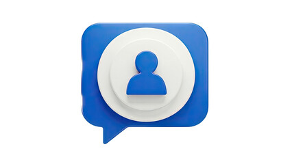3D Chat Bubble Icon with User Profile Symbol