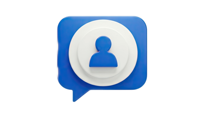 3D Chat Bubble Icon with User Profile Symbol