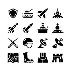 Obraz premium Collection of military and defense icons