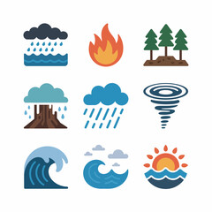 Fototapeta premium Collection of weather and natural disaster icons