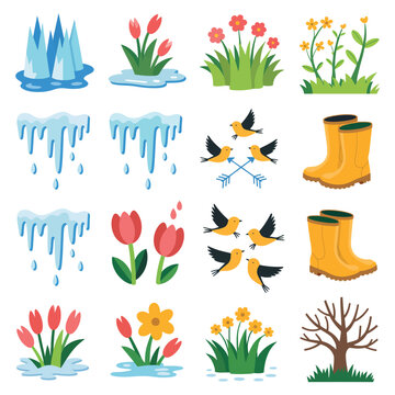 Spring season elements collection