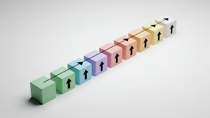 Colorful human-icon blocks in a row — inclusive team concepts and collaboration

