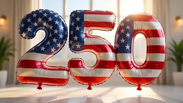 Patriotic 250 number balloons