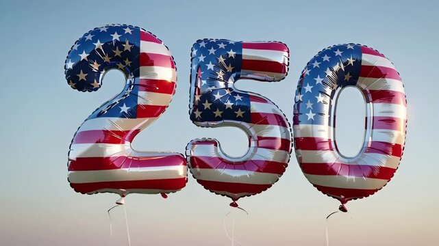 Patriotic 250 celebration balloons